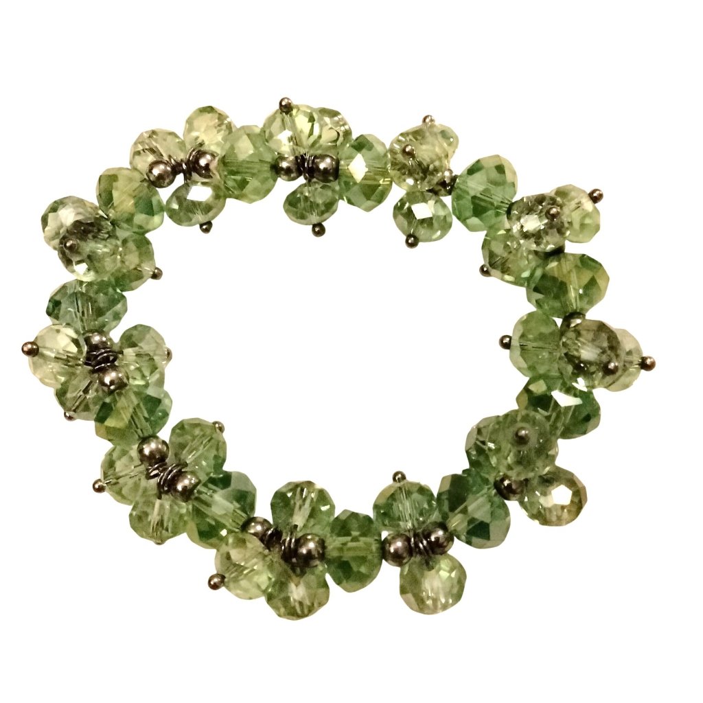 Green Crystal Bracelet 6 Inch Stretch